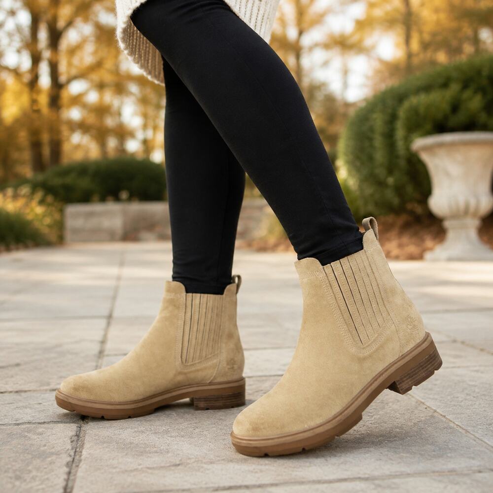 Timberland Brimfield Chelsea Boots Women 11 M Beige Suede Lug Sole